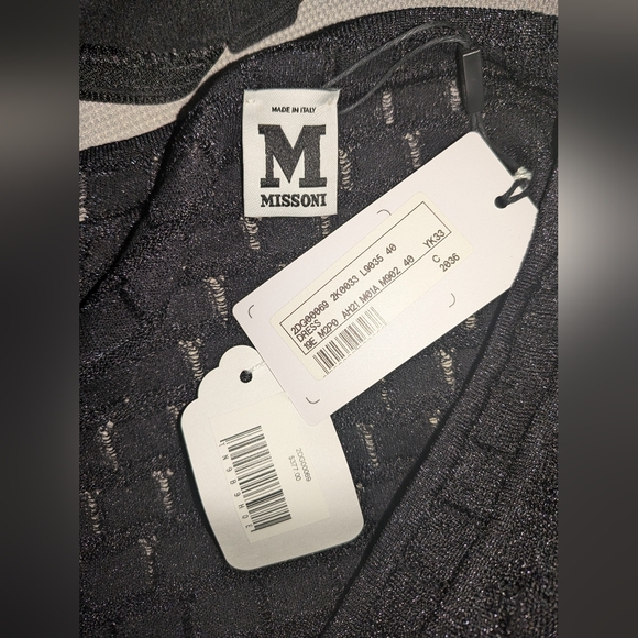 S-1. NWT M MISSONI BLACK SCOOP NECK KNITTED DRESS WITH SLIP SIZE IT 40 / US 4 - Picture 5 of 7